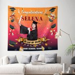 Personalized Multicolour Gradient Congrats Graduation Tapestry Photo Backdrop with Name and Class of 2026 Party Favors for Graduates Seniors