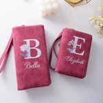 Personalisierte Geldbörse im irisierenden Design | mit Namen Geburtsblume Initiale | PU-Leder-Portemonnaie | Geburtstag Muttertag Geschenk für Damen