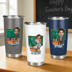 Personalised Multicolor Cartoon Teacher Character Photo 20 oz Tumbler with Name Teacher's Day Thanksgiving Day Birthday Gift for Male Teacher