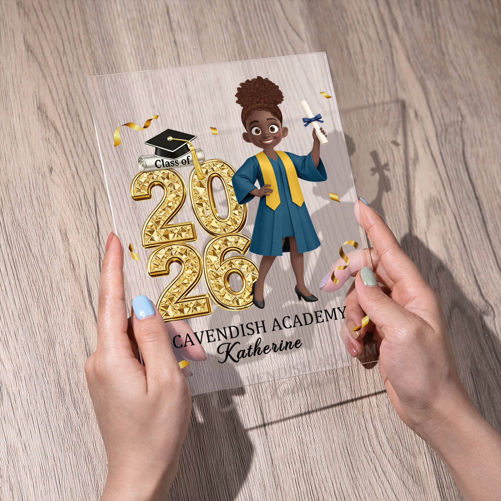 Personalised Cartoon Graduation Character Acrylic Plaque with Name and ...