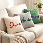 Personlig flerfarget linje broderi navn mykt kast pute deksel hjem dekorasjon daglig bruk bursdagsgave til barn familie venner