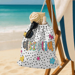 Personalizzato colorato Leopard Plaid Design Drawstring Bag con nome Attività all'aperto Beach Party Birthday Gift per donne Besties Family