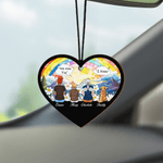 Henkilökohtainen Sydämen muotoinen muistomerkki Auton taustapeili koriste Perhe sarjakuvahahmot nimellä Auton koriste Syntymäpäivälahja vanhemmille Rakkaat ystävät