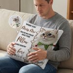 Personalized Imitation Embroidered Pet Photo Heart Paw Print Soft Throw Pillow Cover with Name Meaningful Birthday Gift for Cat Dog Pet Owner
