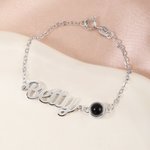 Personalisierte Foto Projektion Design verstellbare Kette Armband mit Namen zierlichen Schmuck Muttertag Memorial Day Geschenk für Mama Oma