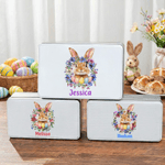 Personalisierte niedliche Hase Geburt Blumenkranz Ostern Keksdose mit Namen Ostern Party Geschenk für Kinder