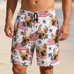 Personlig 1-5 ansiktsfoto amerikansk flagg hurtigtørkende badebukse badeshorts med nettingfôr Independence Day Beach Party gave til menn
