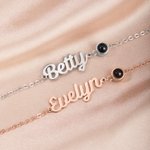 Personalisierte Foto Projektion Design verstellbare Kette Armband mit Namen zierlichen Schmuck Muttertag Memorial Day Geschenk für Mama Oma