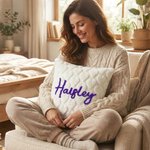 Personalised Heart Multicolor Embroidered Name Design Soft Pillow Cover Home Decor Birthday Gift for Family Friends