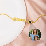 Personalisierte Foto Projektion Design verstellbare Kette Armband mit Namen zierlichen Schmuck Muttertag Memorial Day Geschenk für Mama Oma