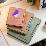 Cahier de notes en cuir PU personnalisé avec logo nom et slogan - Contient un stylo - Cadeau d'anniversaire pour les entreprises et les collègues