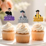 Personalisierte Multi-Color Foto Cupcake Topper mit Namen und Jahr Kuchen Dekoration Graduierung Geschenk für Absolvent Freund