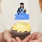 Personalisierte Multi-Color Foto Cupcake Topper mit Namen und Jahr Kuchen Dekoration Graduierung Geschenk für Absolvent Freund