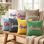 Personlig flerfarget linje broderi navn mykt kast pute deksel hjem dekorasjon daglig bruk bursdagsgave til barn familie venner