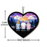 Henkilökohtainen Sydämen muotoinen muistomerkki Auton taustapeili koriste Perhe sarjakuvahahmot nimellä Auton koriste Syntymäpäivälahja vanhemmille Rakkaat ystävät