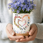 Henkilökohtainen vesiväri Syntymä Kukka Perhonen Rakkaus Sydän Keraaminen Kukkaruukku nimellä Äitienpäivä Syntymäpäivä Lahja Isoäiti Äiti