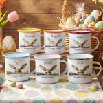 Tazza personalizzata Happy Easter Cute Bunny 12 oz smaltata con nome Festa di Pasqua Regalo di compleanno per bambini