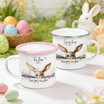 Tazza personalizzata Happy Easter Cute Bunny 12 oz smaltata con nome Festa di Pasqua Regalo di compleanno per bambini