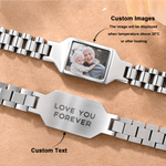 Personalised Heat-Reactive Photo Bracelet with  Engraved Text Meaningful Birthday Holiday Father's Day Gift for Father Brother