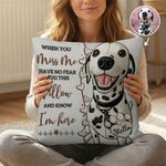 Personalized Imitation Embroidered Pet Photo Heart Paw Print Soft Throw Pillow Cover with Name Meaningful Birthday Gift for Cat Dog Pet Owner