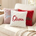 Personalised Heart Multicolor Embroidered Name Design Soft Pillow Cover Home Decor Birthday Gift for Family Friends