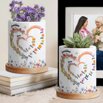 Henkilökohtainen vesiväri Syntymä Kukka Perhonen Rakkaus Sydän Keraaminen Kukkaruukku nimellä Äitienpäivä Syntymäpäivä Lahja Isoäiti Äiti