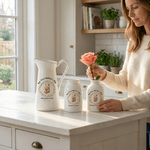 Personalised Cartoon Animal Wreath White Ceramic Vase with Name Home Decoration Mother's Day Birthday Gift for Mom Grandma