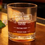 Personalized Football Team Pour Line 10 oz Whiskey Glass with Name Father's Day Birthday Gift for Football Fans