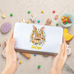 Personalisierte niedliche Hase Geburt Blumenkranz Ostern Keksdose mit Namen Ostern Party Geschenk für Kinder