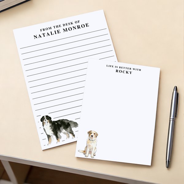 Personalized Watercolour Style Pet Photo Notepad with 40/80 Pages and Text Daily Use Birthday Gift for Pet Lover
