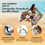 Personalisiertes Strandtuch | im Graffiti-Stil | mit Cartoon-Charakter und Namen | schnelltrocknend | Sommer Geburtstagsgeschenk für Kinder Erwachsene
