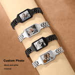 Personalised Heat-Reactive Photo Bracelet with  Engraved Text Meaningful Birthday Holiday Father's Day Gift for Father Brother