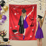 Personalized Cartoon Graduate Character Backdrop with Name School and Year Graduation Gift for 2026 Graduates