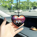 Henkilökohtainen Sydämen muotoinen muistomerkki Auton taustapeili koriste Perhe sarjakuvahahmot nimellä Auton koriste Syntymäpäivälahja vanhemmille Rakkaat ystävät