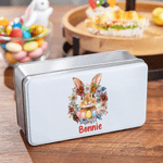 Personalisierte niedliche Hase Geburt Blumenkranz Ostern Keksdose mit Namen Ostern Party Geschenk für Kinder