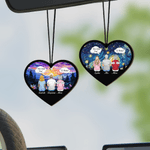 Henkilökohtainen Sydämen muotoinen muistomerkki Auton taustapeili koriste Perhe sarjakuvahahmot nimellä Auton koriste Syntymäpäivälahja vanhemmille Rakkaat ystävät