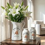 Personalised Cartoon Animal Wreath White Ceramic Vase with Name Home Decoration Mother's Day Birthday Gift for Mom Grandma