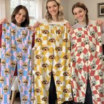 Personalized Colorful Plaid Face Photo Adult Pajamas Set with Name Daily Wear Anniversary Birthday Gift for Couple Pet Lover