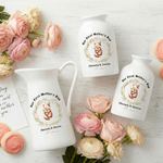 Personalised Cartoon Animal Wreath White Ceramic Vase with Name Home Decoration Mother's Day Birthday Gift for Mom Grandma