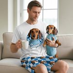 Personalized Colorful Plaid Face Photo Adult Pajamas Set with Name Daily Wear Anniversary Birthday Gift for Couple Pet Lover