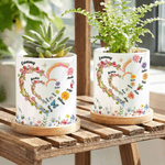 Henkilökohtainen vesiväri Syntymä Kukka Perhonen Rakkaus Sydän Keraaminen Kukkaruukku nimellä Äitienpäivä Syntymäpäivä Lahja Isoäiti Äiti