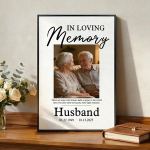 Personalised In Loving Memory Photo Poster Painting Framed Painting with Nickname and Date Meaningful Sympathy Gift for Loss of Dad Mom Husband
