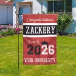 Personalised Double-sided Graduation Garden Flag with Name and Class of 2026 Multicolour Yard Porch Decoration Gift for Graduates Seniors