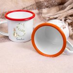 Taza esmaltada personalizada de 355 ml con nombre e inicial floral estilo de Peter Rabbit regalo de Pascua y cumpleaños para niños