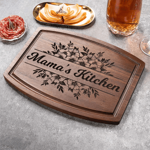 Personalized Flowers Charcuterie Cutting Board with Title and Juice Groove Housewarming Gift for Mom Couple Family