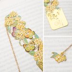 Personalised Birth Flower Butterfly Gold Metal Bookmark with Text and Decorative Chain Daily Use Birthday Gift for Women Book Lovers