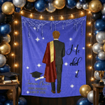 Personalized Cartoon Graduate Character Backdrop with Name School and Year Graduation Gift for 2026 Graduates