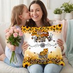 Personalised Bear Mom and 1-6 Baby Bears Sunflower Leopard Print Soft Cushion Cover with Names Home Decor Mother's Day Gift for Mom