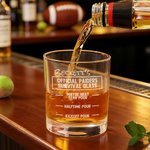 Personalized Football Team Pour Line 10 oz Whiskey Glass with Name Father's Day Birthday Gift for Football Fans