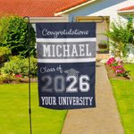 Personalised Double-sided Graduation Garden Flag with Name and Class of 2026 Multicolour Yard Porch Decoration Gift for Graduates Seniors